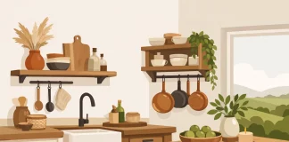 Decoração rústica para cozinha sem pesar